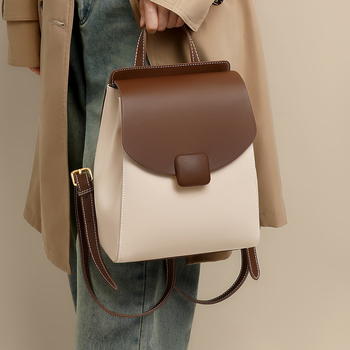 Hátizsák tehén split bőr + műbőr, nagy kapacitás, városi stílus, utazáshoz és mindennapi használatra