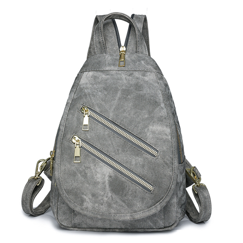 Női hátizsák PU bőrhatású anyagból, Nagy kapacitás, Poliészter belső anyag, Cipzáras zárás