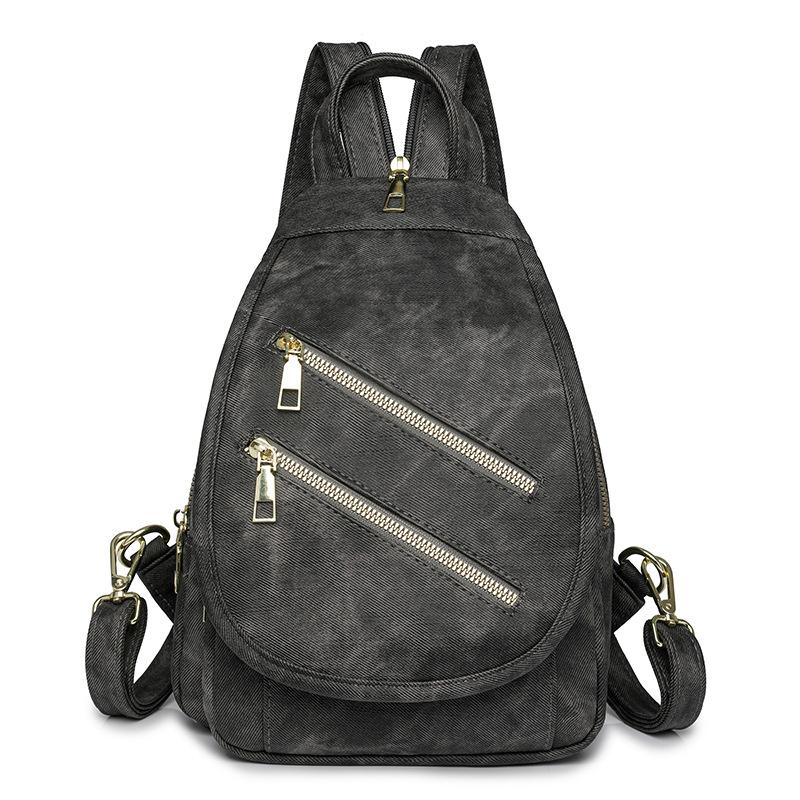 Női hátizsák PU bőrhatású anyagból, Nagy kapacitás, Poliészter belső anyag, Cipzáras zárás