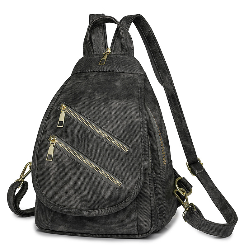 Női hátizsák PU bőrhatású anyagból, Nagy kapacitás, Poliészter belső anyag, Cipzáras zárás