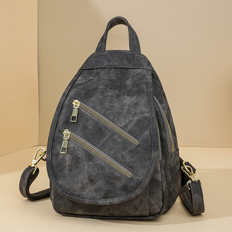 Női hátizsák PU bőrhatású anyagból, Nagy kapacitás, Poliészter belső anyag, Cipzáras zárás