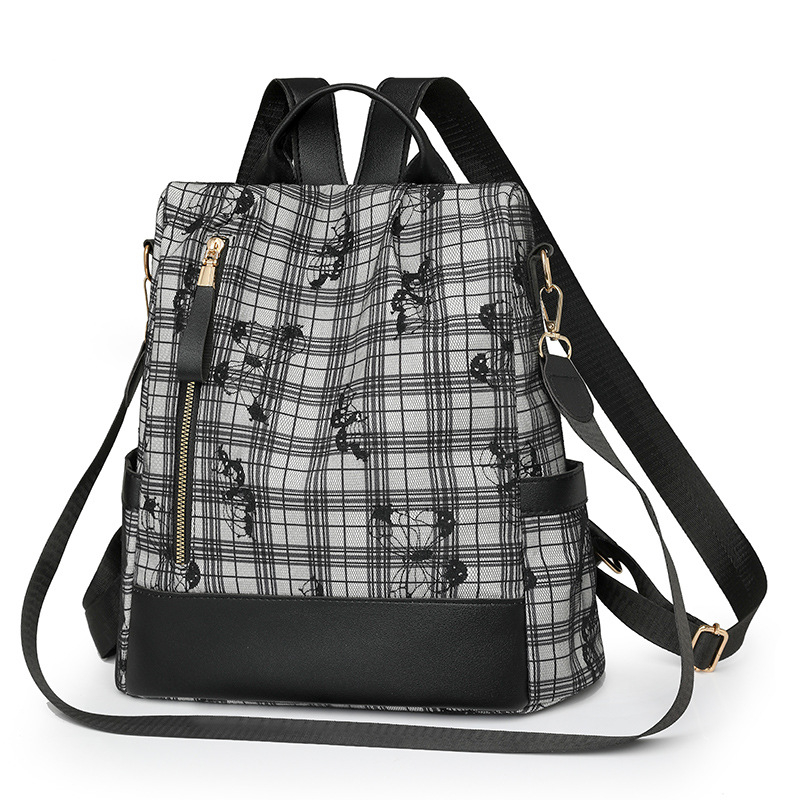 Női crossbody táska Oxford anyagból, cipzáras nyitás, rejtett cipzáras zseb, háromdimenziós kialakítás