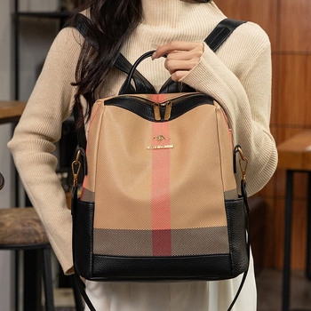 Női PU bőr hátizsák – tavasz 2025, cipzár, poliészter bélés, belső ID zseb