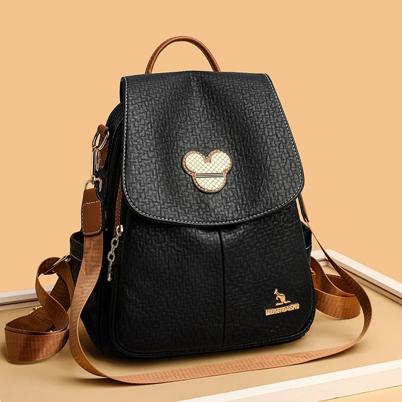 Marhabőr mintás hátizsák, valódi bőr, városi egyszerű stílus, többfunkciós utazásokhoz, belső cipzáras rekesz, telefon- és személyi igazolvány zsebek