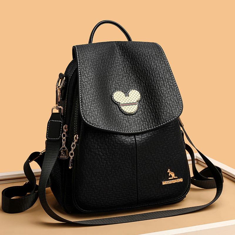 Marhabőr mintás hátizsák, valódi bőr, városi egyszerű stílus, többfunkciós utazásokhoz, belső cipzáras rekesz, telefon- és személyi igazolvány zsebek