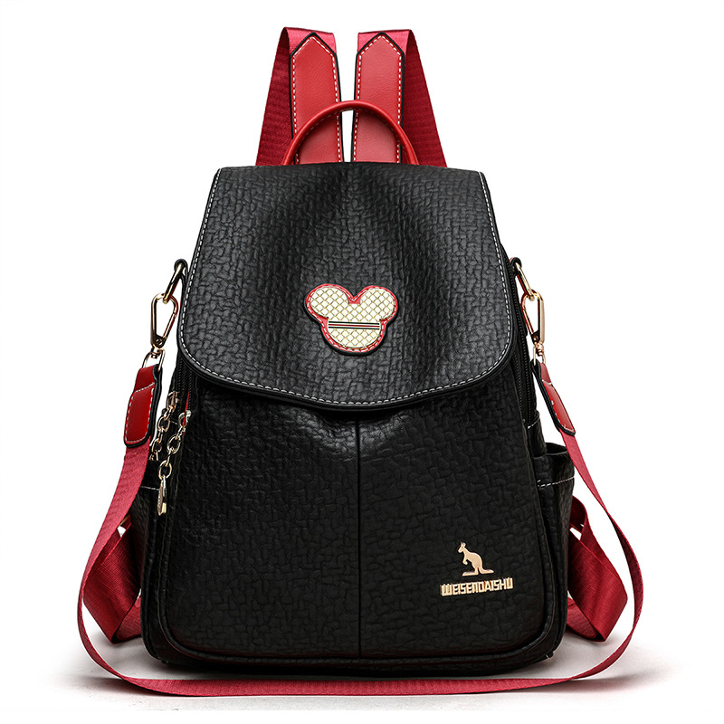 Marhabőr mintás hátizsák, valódi bőr, városi egyszerű stílus, többfunkciós utazásokhoz, belső cipzáras rekesz, telefon- és személyi igazolvány zsebek