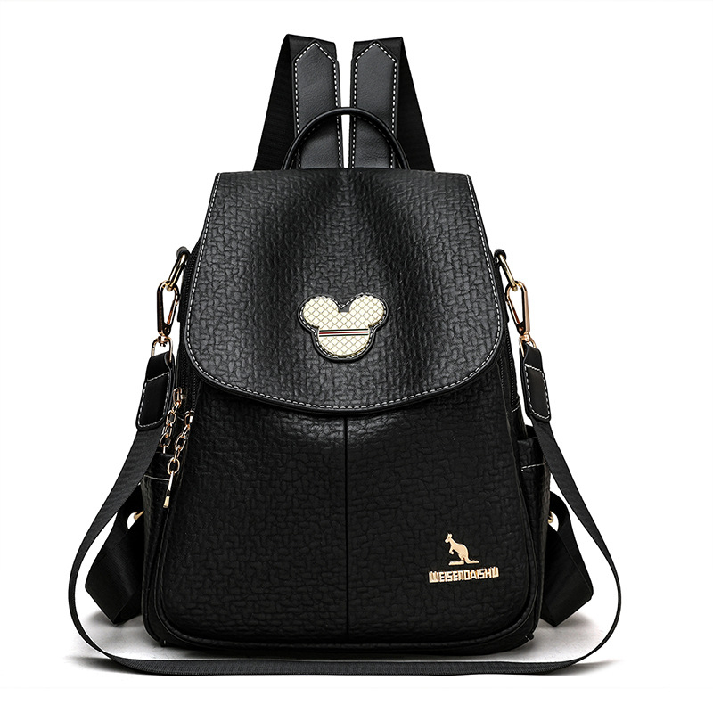 Marhabőr mintás hátizsák, valódi bőr, városi egyszerű stílus, többfunkciós utazásokhoz, belső cipzáras rekesz, telefon- és személyi igazolvány zsebek