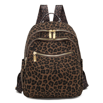 Geantă pentru femei cu imprimeu leopard, rucsac și geantă de umăr, simplitate urbană, material Oxford, închidere cu fermoar, buzunar intern cu fermoar și buzunar laminat, rezistentă la apă