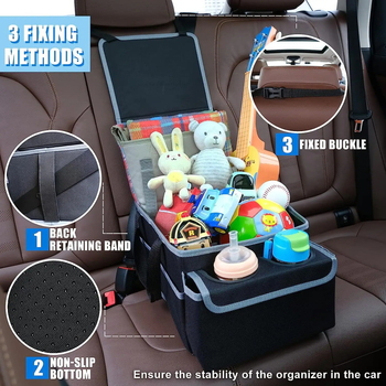 AUTOFIELD Αναδιπλούμενο κουτί αποθήκευσης αυτοκινήτου για το κάθισμα – ύφασμα Oxford, προσαρμοστικό, καθολικό, με εκτύπωση λογότυπου