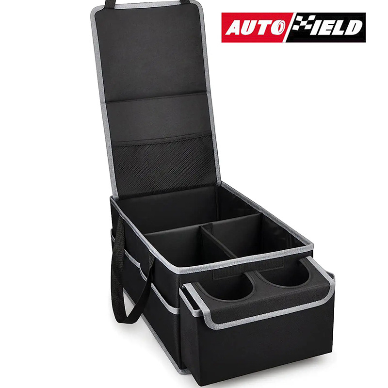 AUTOFIELD Összehajtható autós tároló doboz üléshez – Oxford anyag, testreszabható, univerzális, logó nyomtatás