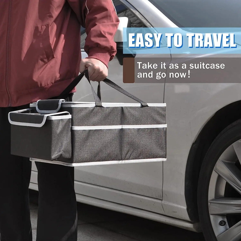 AUTOFIELD Összehajtható autós tároló doboz üléshez – Oxford anyag, testreszabható, univerzális, logó nyomtatás