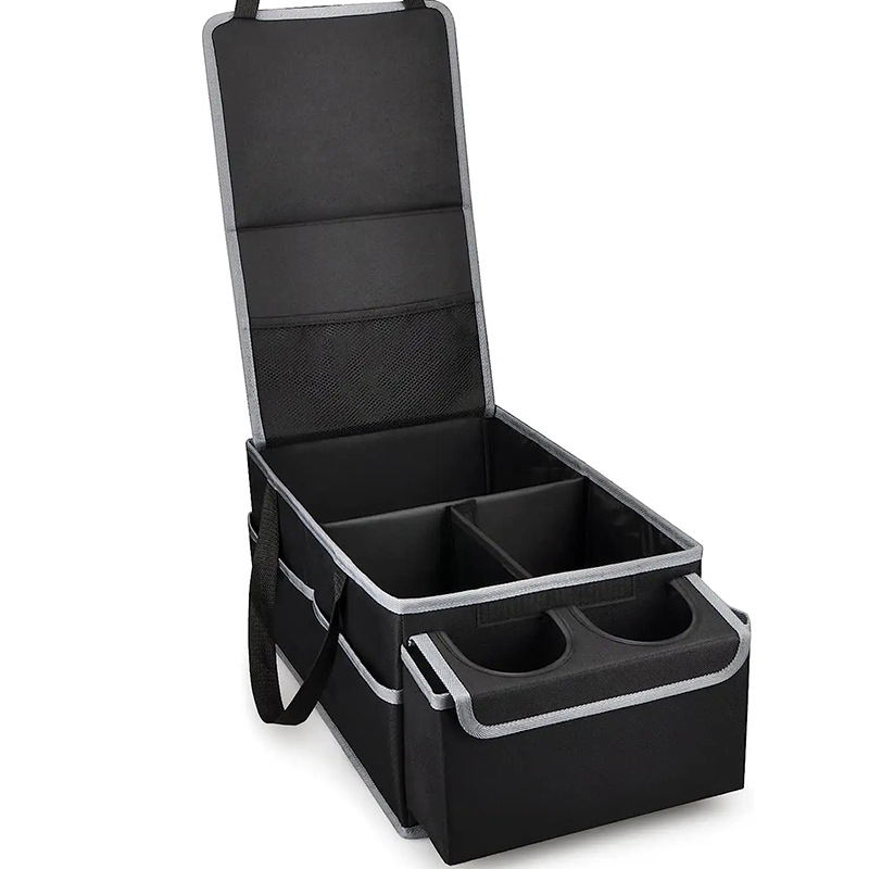 AUTOFIELD Összehajtható autós tároló doboz üléshez – Oxford anyag, testreszabható, univerzális, logó nyomtatás