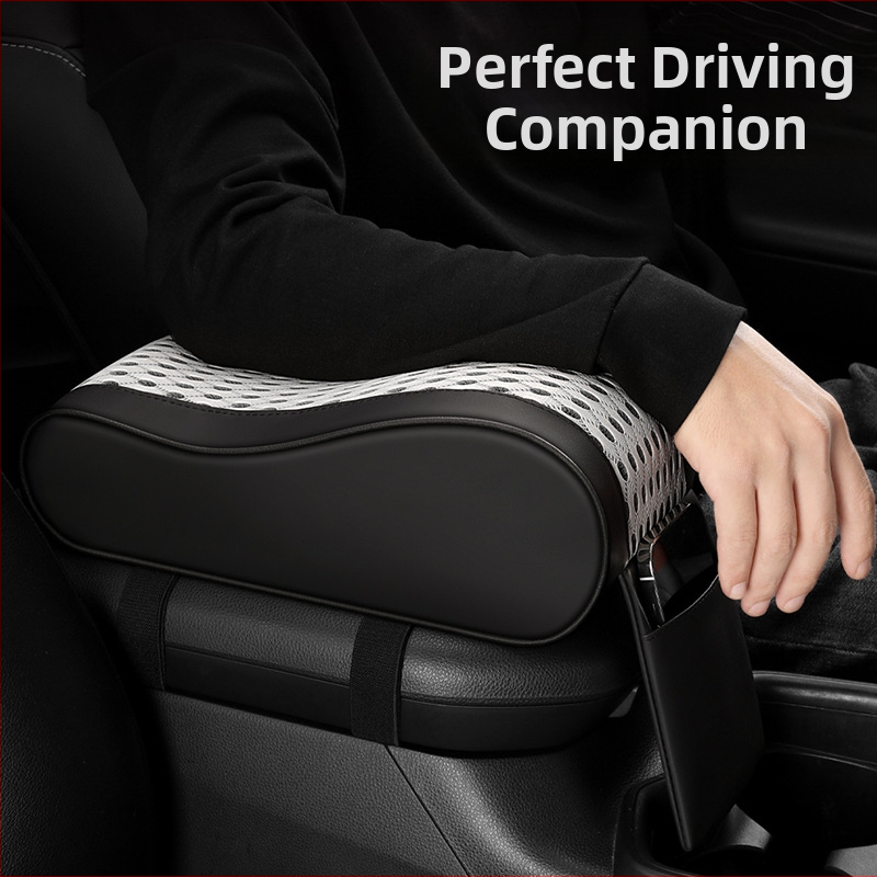 Tengli кожено-мрежест подлакътник за кола с паметна пяна, височинно повишаващ централния подлакътник