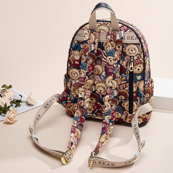 Rucsac Bear Attachment pentru femei, stil stradal, poliester, buzunare pentru laptop, cameră, telefon și ID, exterior tridimensional, iarnă 2024