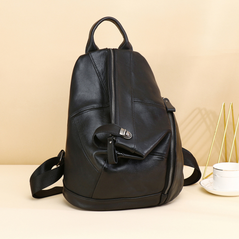 KOUDI hátizsák valódi bőrből, mindennapi használatra, első réteg marhabőrből, nagy kapacitás, cipzáras zárás, lopás elleni védelem