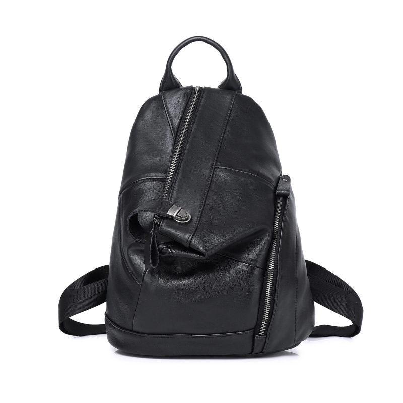 KOUDI hátizsák valódi bőrből, mindennapi használatra, első réteg marhabőrből, nagy kapacitás, cipzáras zárás, lopás elleni védelem