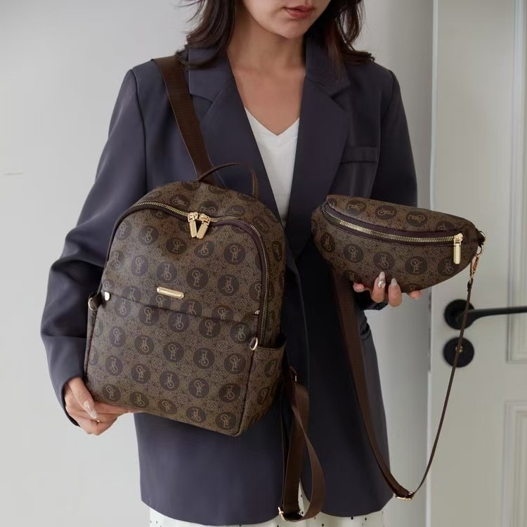 Дамска раница за пътуване, PU материал, лято 2025, голям капацитет, затваряне с цип