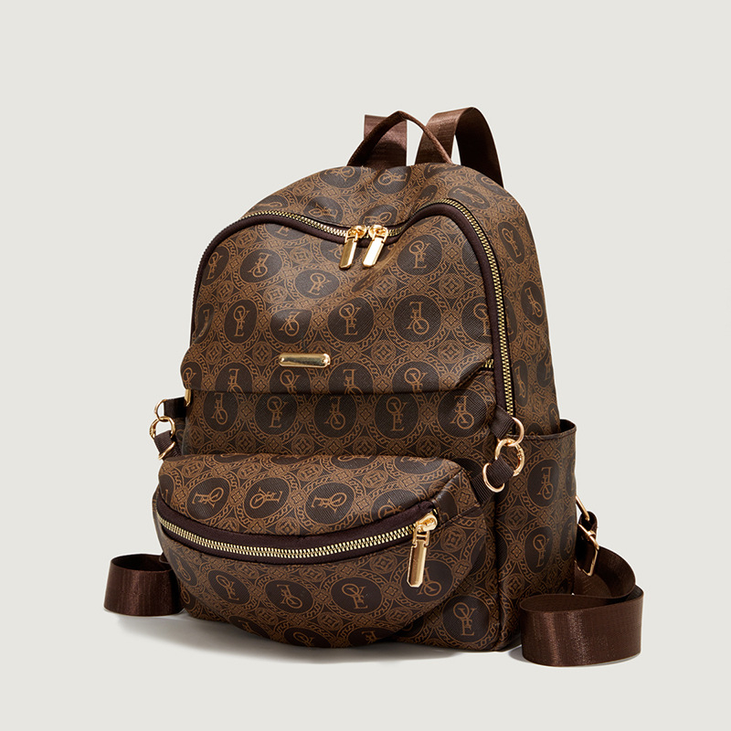 Дамска раница за пътуване, PU материал, лято 2025, голям капацитет, затваряне с цип