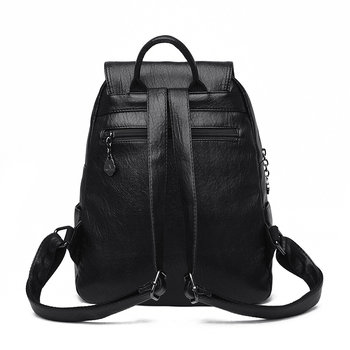 Li Kangaroo Női PU Hátizsák Fedéllel – puhák, lélegző, anti-theft a mindennapokra; belső zsebek: rejtett cipzáras zseb, zseb a telefonhoz, ID-zseb; poliészter bélés; nyitás fedéllel; Tavasz 2024