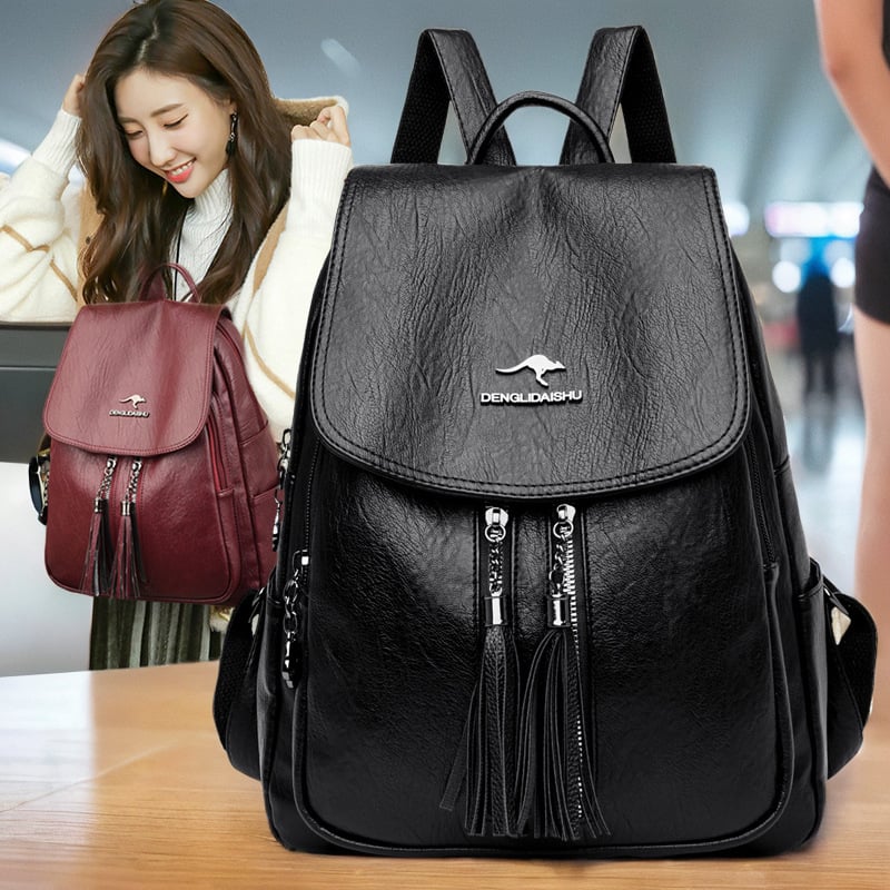 Li Kangaroo Női PU Hátizsák Fedéllel – puhák, lélegző, anti-theft a mindennapokra; belső zsebek: rejtett cipzáras zseb, zseb a telefonhoz, ID-zseb; poliészter bélés; nyitás fedéllel; Tavasz 2024