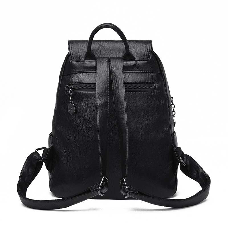 Li Kangaroo Női PU Hátizsák Fedéllel – puhák, lélegző, anti-theft a mindennapokra; belső zsebek: rejtett cipzáras zseb, zseb a telefonhoz, ID-zseb; poliészter bélés; nyitás fedéllel; Tavasz 2024