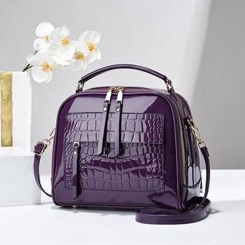 Geantă crossbody Shi Chen din PU - stil mic pătrat, formă orizontală, închidere cu fermoar, buzunar interior cu fermoar