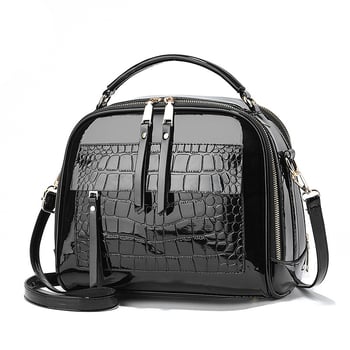 Geantă crossbody Shi Chen din PU - stil mic pătrat, formă orizontală, închidere cu fermoar, buzunar interior cu fermoar
