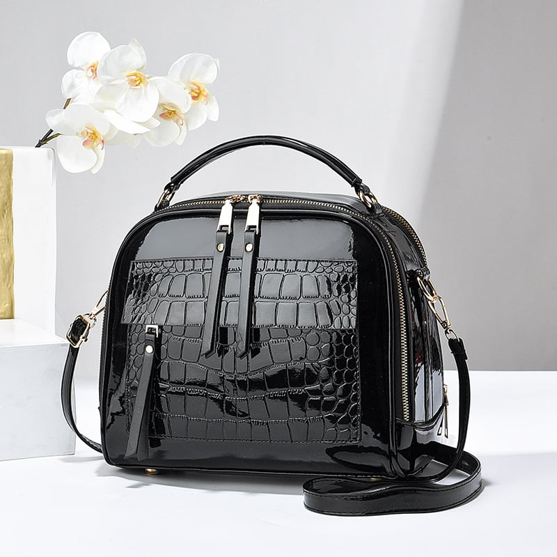 Geantă crossbody Shi Chen din PU - stil mic pătrat, formă orizontală, închidere cu fermoar, buzunar interior cu fermoar