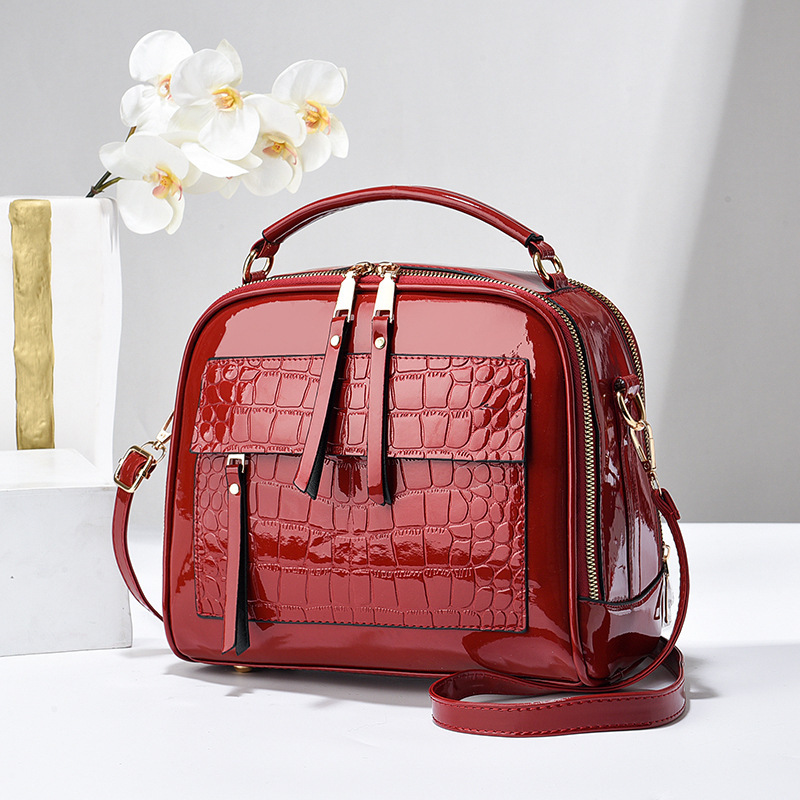 Geantă crossbody Shi Chen din PU - stil mic pătrat, formă orizontală, închidere cu fermoar, buzunar interior cu fermoar