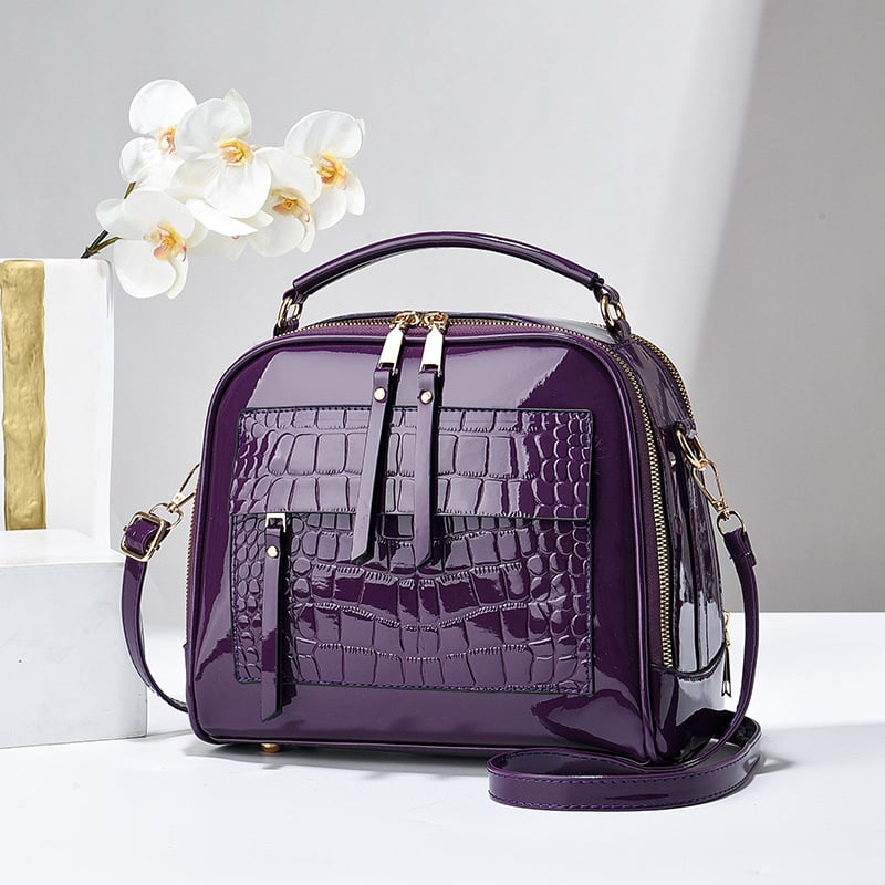 Geantă crossbody Shi Chen din PU - stil mic pătrat, formă orizontală, închidere cu fermoar, buzunar interior cu fermoar