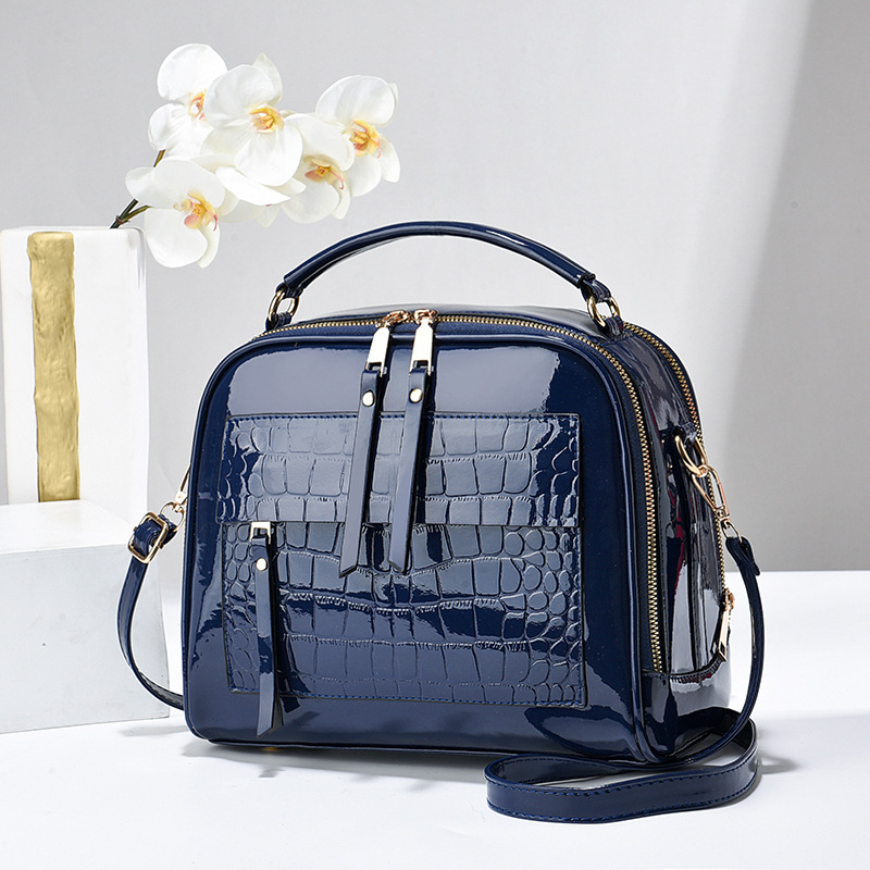 Geantă crossbody Shi Chen din PU - stil mic pătrat, formă orizontală, închidere cu fermoar, buzunar interior cu fermoar
