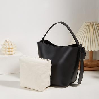 ANNMUU PU női bucket táska, városi letisztultságú dizájn, mágneszár, függőleges négyzetes sziluett, poliészter bélés, belső cipzáros zsebek, zseb telefonhoz és ID-hez