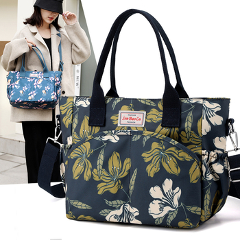 Senbaolu nylon női váll- és tote táska, Tote Bag, vízszintes négyzet alakú, cipzáras nyitás, belső cipzáras zseb, poliészter bélés, hivatalos magánmárka