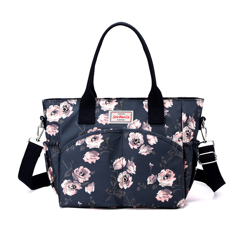 Senbaolu nylon női váll- és tote táska, Tote Bag, vízszintes négyzet alakú, cipzáras nyitás, belső cipzáras zseb, poliészter bélés, hivatalos magánmárka