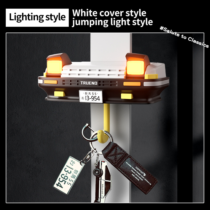 AE86 Falra szerelt kulcstartó - ABS, aranyos rajzfilm-stílus, egyszemélyes kampó, teherbírás 3 kg, 2024 megjelenés