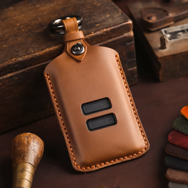 Odos automobilio klavišų dėklas Renault ir Ssangyongui | rankų darbo, galvijų odos, retro stilius, be pritaikymo