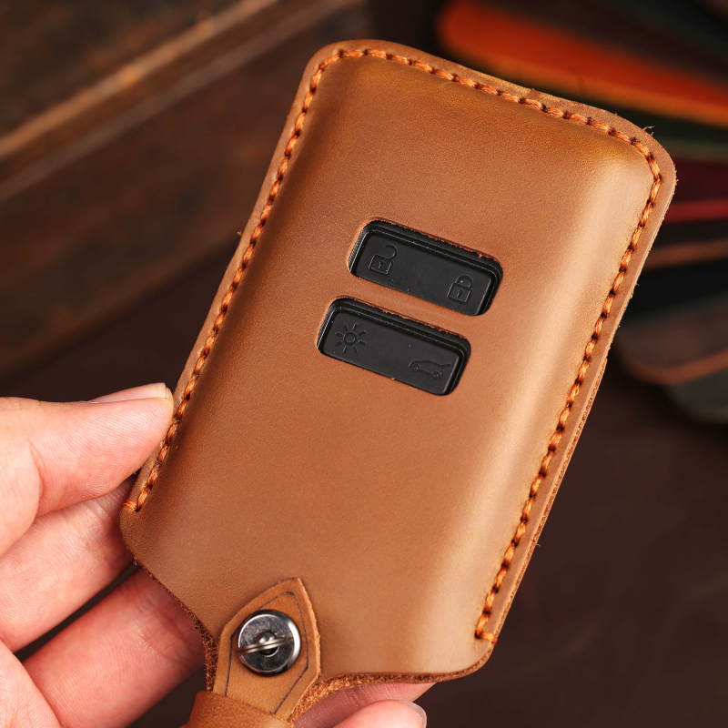 Odos automobilio klavišų dėklas Renault ir Ssangyongui | rankų darbo, galvijų odos, retro stilius, be pritaikymo