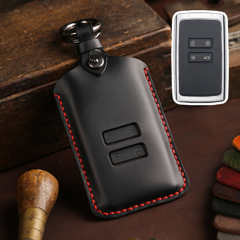 Odos automobilio klavišų dėklas Renault ir Ssangyongui | rankų darbo, galvijų odos, retro stilius, be pritaikymo