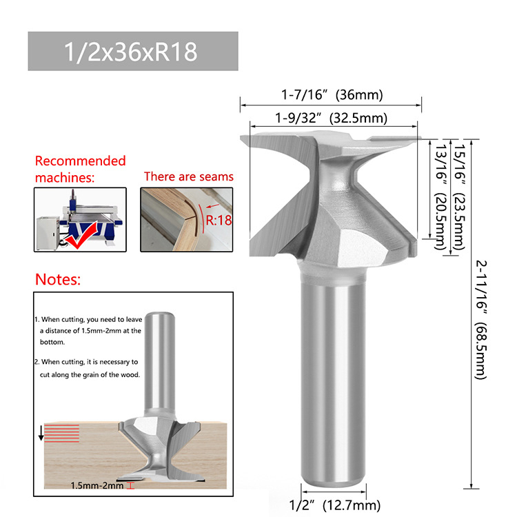 Φρεζα ξύλου με ενσωματωμένο κυκλικό τόξο, εργαλείο μορφοποίησης R30, βιομηχανικής ποιότητας, για ξύλινες πόρτες και ντουλάπες τοίχου