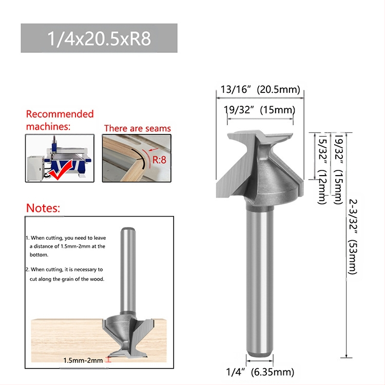 Φρεζα ξύλου με ενσωματωμένο κυκλικό τόξο, εργαλείο μορφοποίησης R30, βιομηχανικής ποιότητας, για ξύλινες πόρτες και ντουλάπες τοίχου