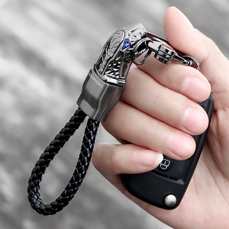 HONEST Autókulcs-lánc fonott zsinórral, ötvözet – uniszex