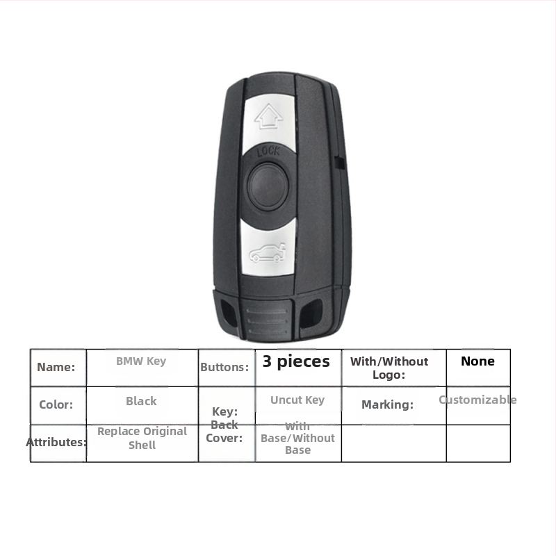 Náhradný kryt pre diaľkový kľúč BMW CAS3 pre radu 3 a 5 — plastový obal, kovová čepeľ kľúča, hmotnosť 30 g
