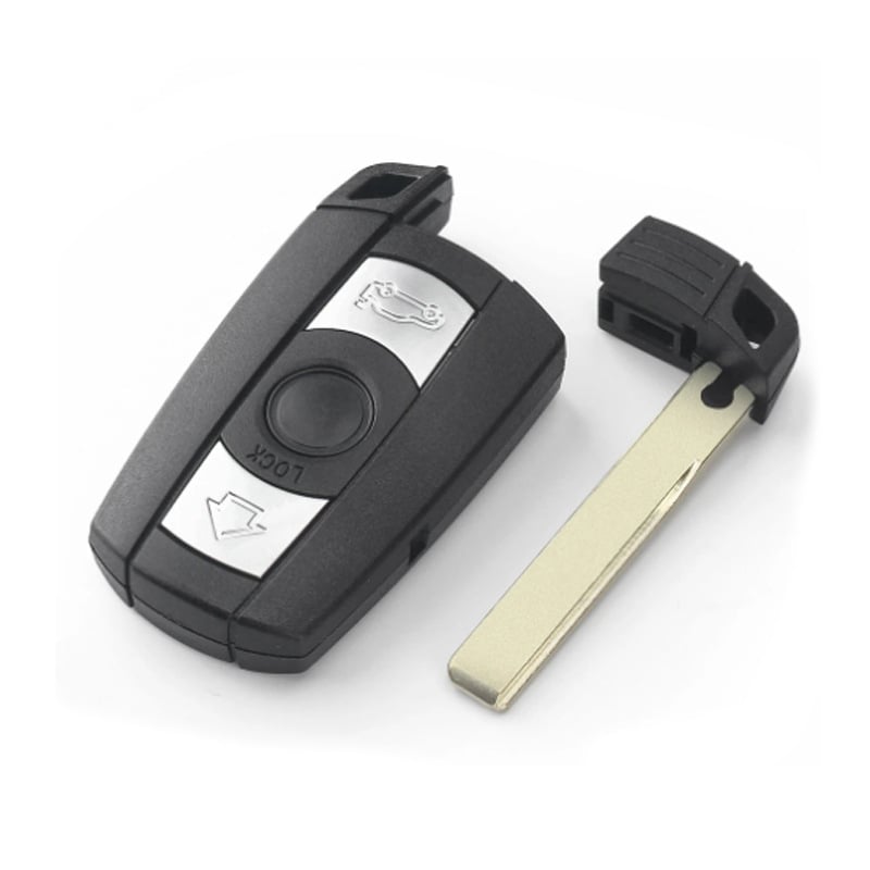 BMW CAS3 pusiau išmanios kortelės nuotolinio rakto korpusas 3-ąjai ir 5-ąjai serijai — plastmasinis korpusas, metalo rakto ašmenys, svoris 30 g