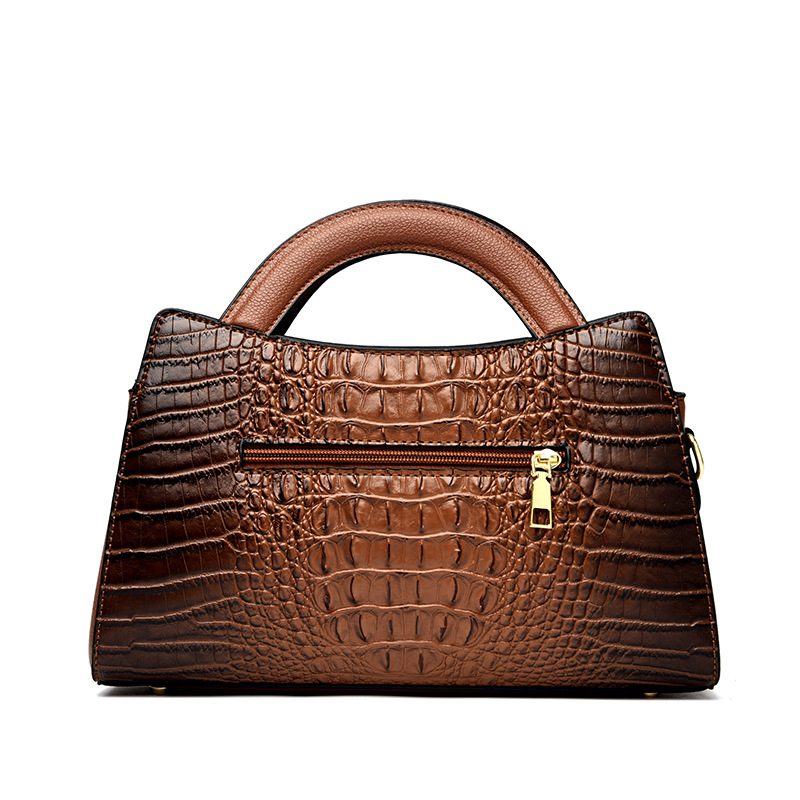 PU krokodil mintás válltáska — Birkin-stílus, 2025 tavaszi megjelenés, poliészter bélés, vízszintes négyszög alakú forma, cipzáras nyitás, belső zsebek: rejtett rekesz, telefon zseb, ID zseb