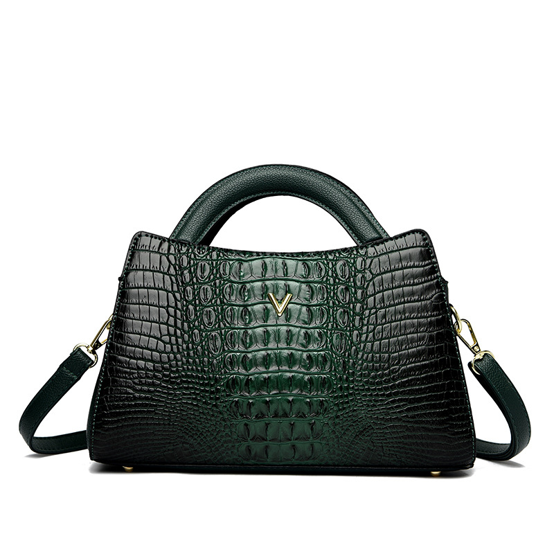 PU krokodil mintás válltáska — Birkin-stílus, 2025 tavaszi megjelenés, poliészter bélés, vízszintes négyszög alakú forma, cipzáras nyitás, belső zsebek: rejtett rekesz, telefon zseb, ID zseb