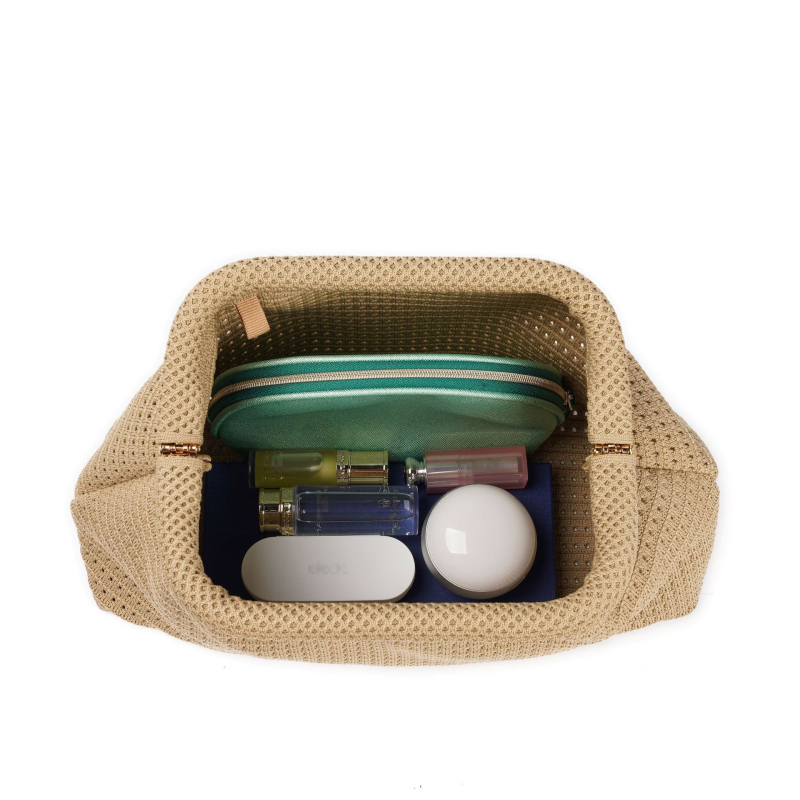Geantă clutch în formă de dumpling, stil Cloud Pack, poliester, închidere cu clapetă, buzunar exterior deschis