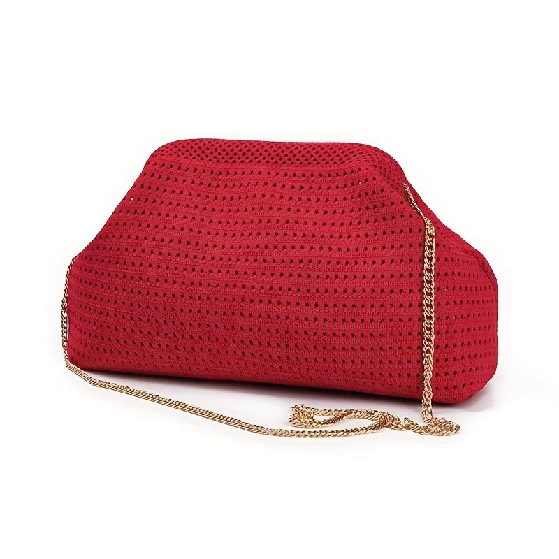Geantă clutch în formă de dumpling, stil Cloud Pack, poliester, închidere cu clapetă, buzunar exterior deschis