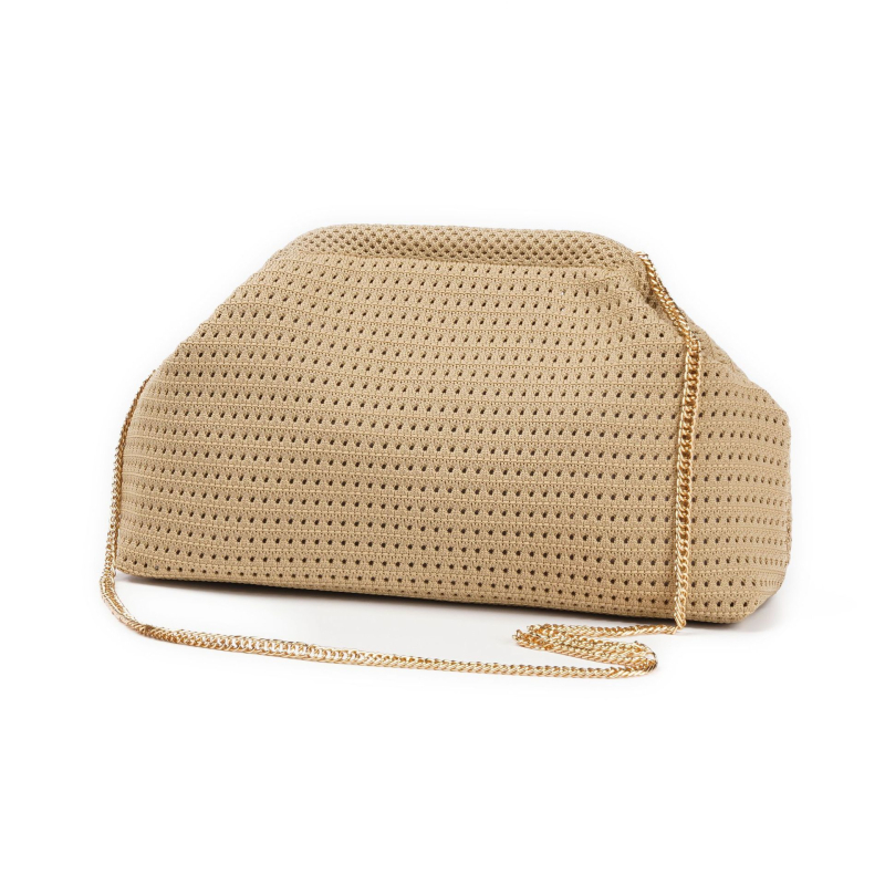 Geantă clutch în formă de dumpling, stil Cloud Pack, poliester, închidere cu clapetă, buzunar exterior deschis