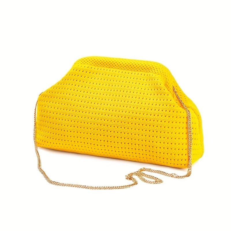 Geantă clutch în formă de dumpling, stil Cloud Pack, poliester, închidere cu clapetă, buzunar exterior deschis