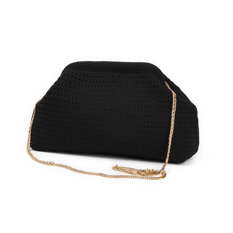 Geantă clutch în formă de dumpling, stil Cloud Pack, poliester, închidere cu clapetă, buzunar exterior deschis